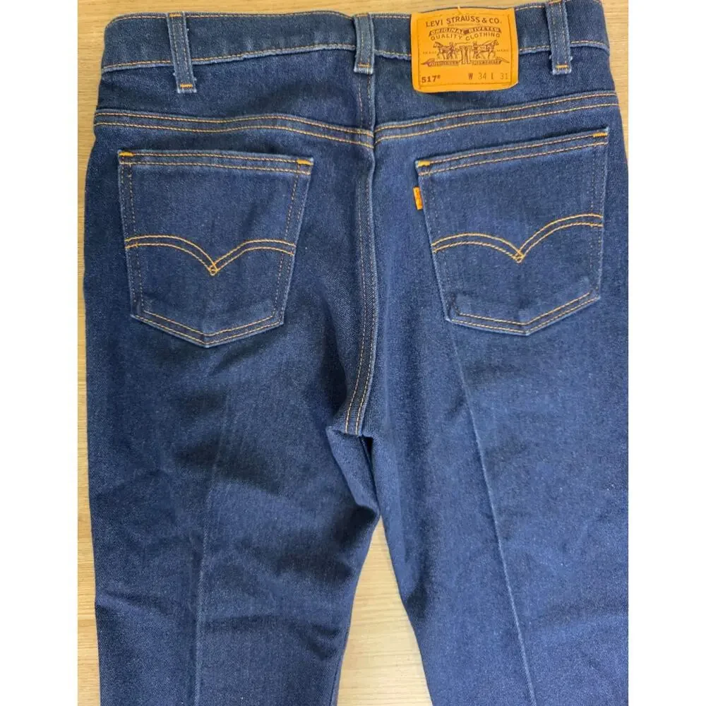 Levi's 517 Bootcut Jeans Men's 34x28 Dark Wash USA Vintage Orange Tab